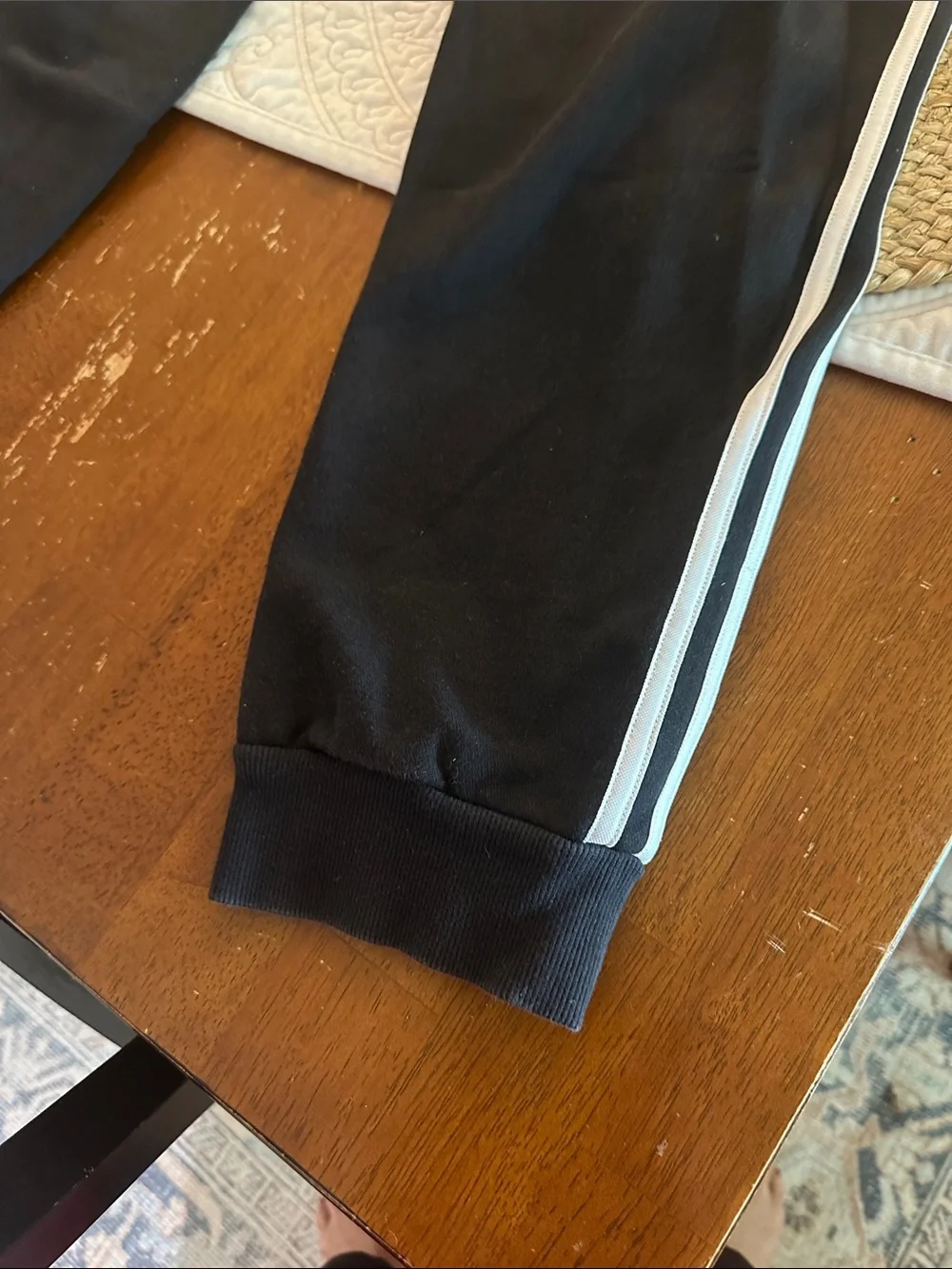 adidas Black Joggers with White Side Stripes